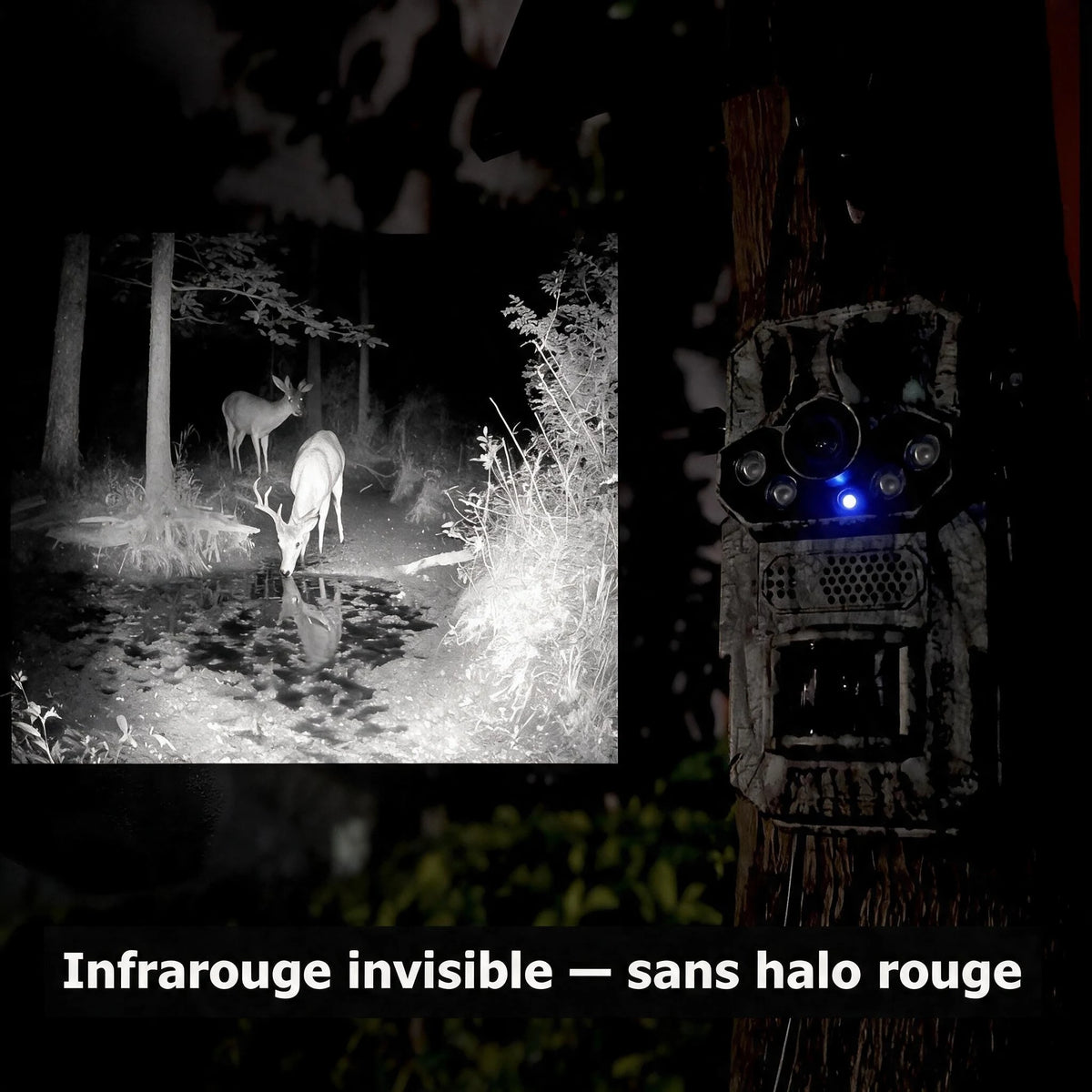 Cliché de nuit en infrarouge pris par la caméra de chasse à 30 mètres